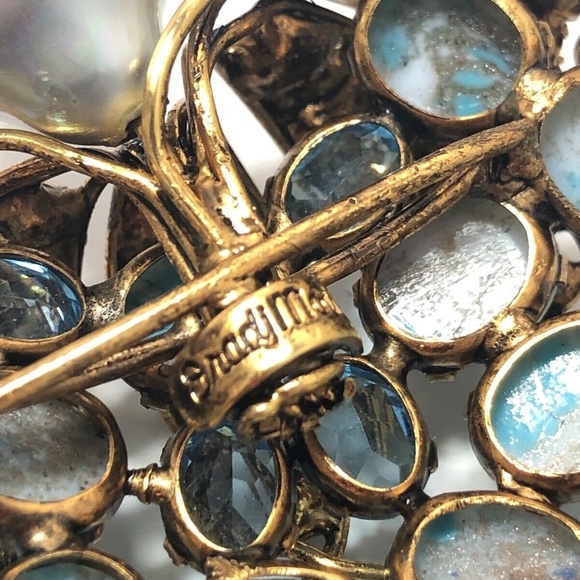 IRADJ MOINI Vintage Large Turquoise Berry Brooch Pin Costume Designer Jewelry - Picture 11 of 11